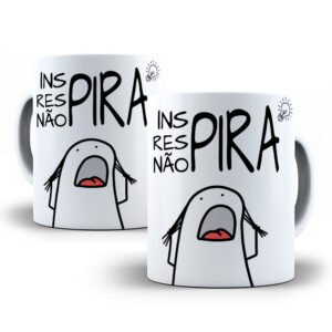 Caneca Flork Ins-pira, Res-pira, Não-pira - Porcelana 325ml